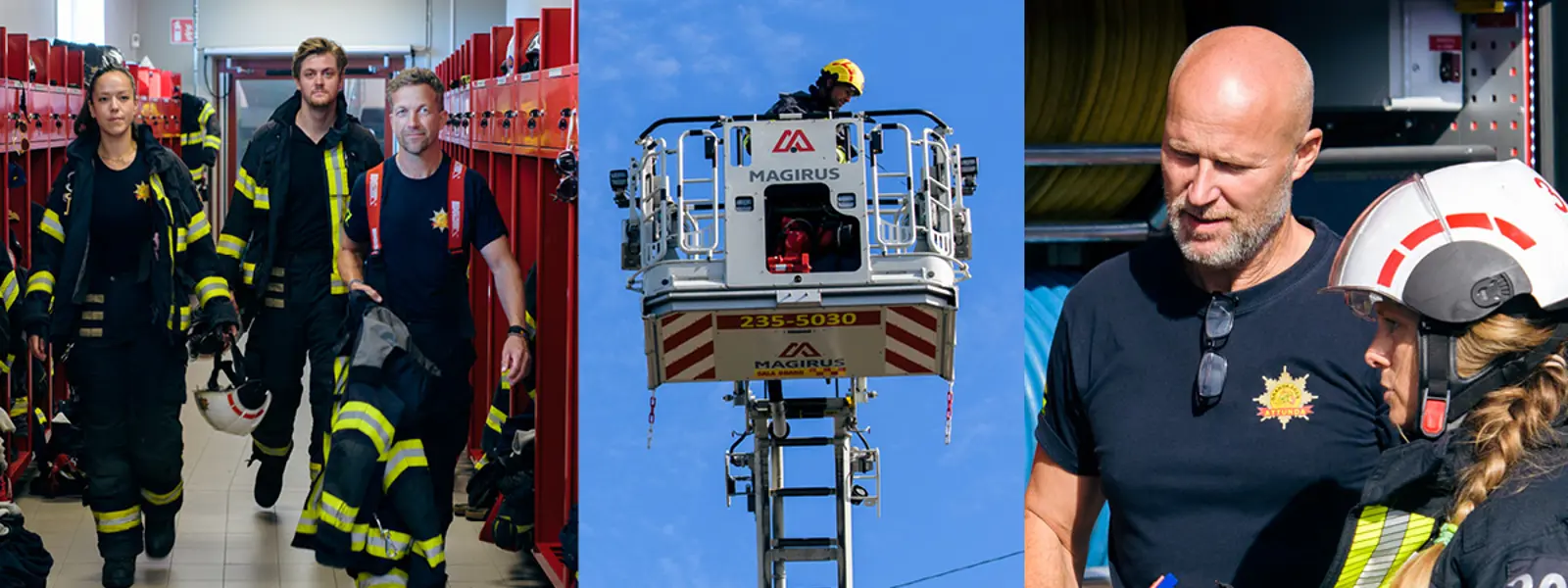 Collagebild av anställda inom Brandkåren Attunda