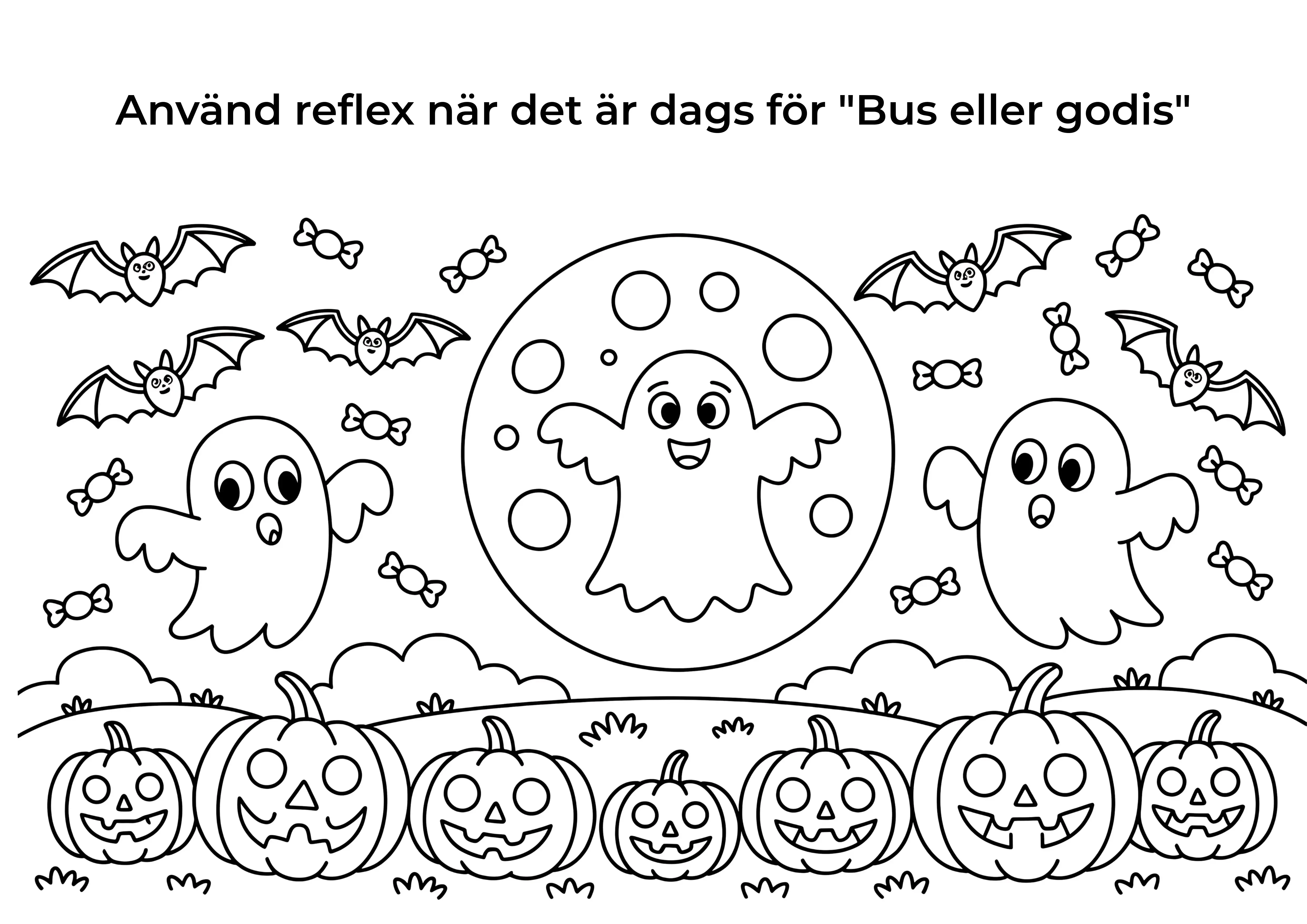 Teckning på spöken och pumpor att skriva ut