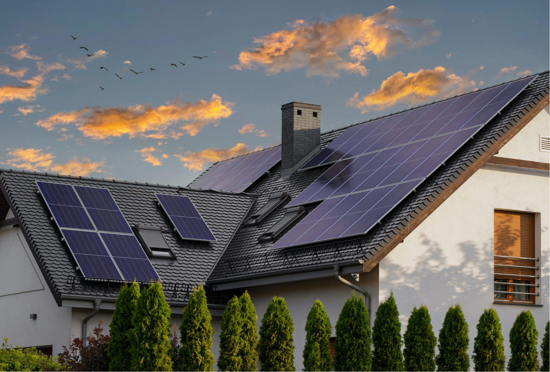 Solceller på villatak